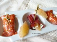Bouches de Jambon Cru, Fromage Frais et Pamplemousse 