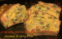 Mini Cakes aux Crevettes, Petits Pois, Curcuma & Curry  l\'Ail
